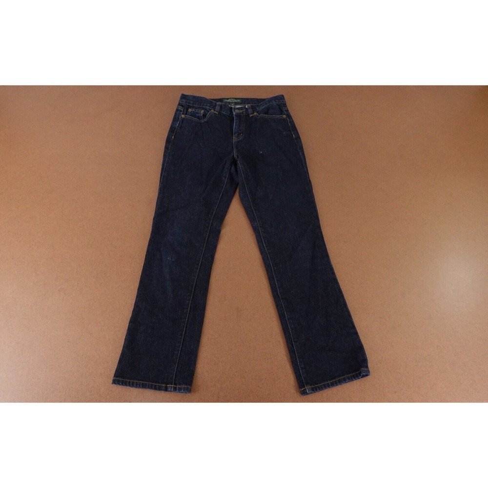 Lauren Ralph Lauren Women's 2 Petite Dark Wash Denim Low Rise Straight Leg Jeans